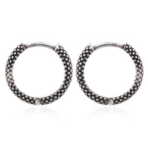 A pair of snake skin sterling silver huggies