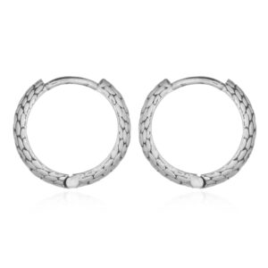 A pair of snake scale sterling silver huggie earrings