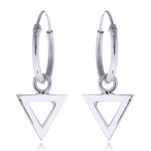 A pair of figure triangle in 925 silver hoop earrings