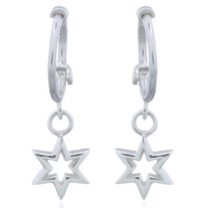 A pair of star charm huggie hoop earrings