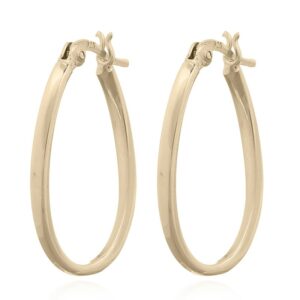 A pair of ellipse oval yellow gold plated hoops