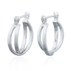 A pair of sterling silver criss cross hoops