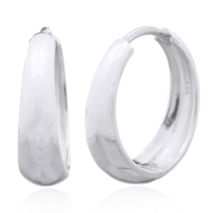 A pair of plain fancy dome 925 sterling silver huggie earrings