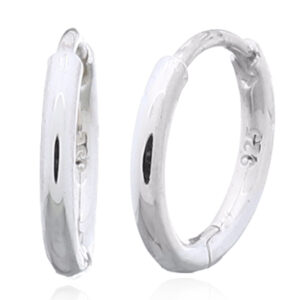 A pair of sterling silver hinged mini huggie earrings