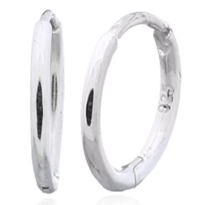 A pair of sterling silver 15 mm minimalist huggie earrings