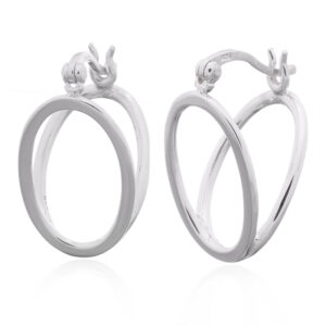 A pair of sterling silver double oval hoops