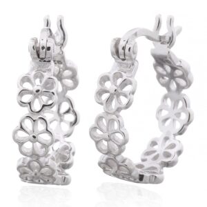 A pair of daisy chain sterling silver hoops