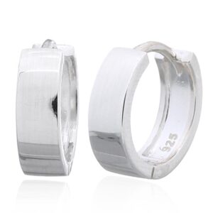 A pair of flat sterling 12 mm silver huggie earrings