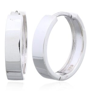 A pair of flat sterling 16 mm silver huggie earrings