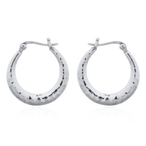 A pair of hammered concave sterling silver hoops
