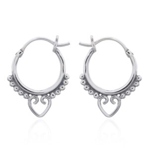A pair of 925 sterling silver tiny open heart dotted hoops