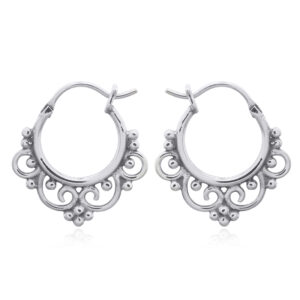 A pair of boho vibe sterling silver hoops