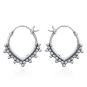A pair of indian dots sterling silver hoop earrings