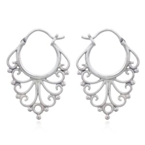 A pair of 925 sterling silver bohemian hoop earrings