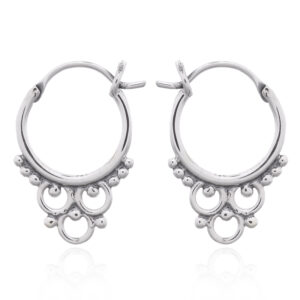 A pair of tribal boho antiqued style 925 silver earrings