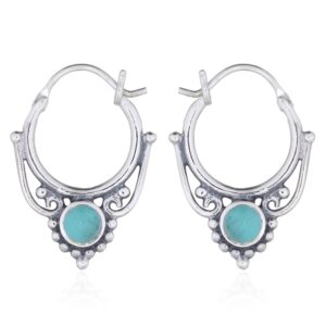 A pair of 925 silver boho classic mother of pearl hoop earrings