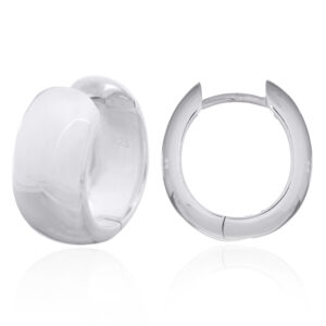 A pair of wide dome hinged plain 925 silver huggie earrings