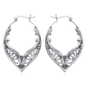 A pair of antique nouveau art sterling silver hoops