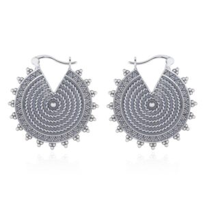 A pair of alluring bohemian hoop earrings 925 sterling silver