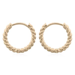 A pair of twisted circle gold plated 925 huggie earrings