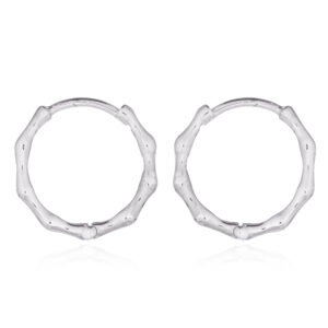 A pair of bamboo huggie 925 sterling silver earrings