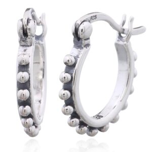 A pair of studded sterling silver hoops