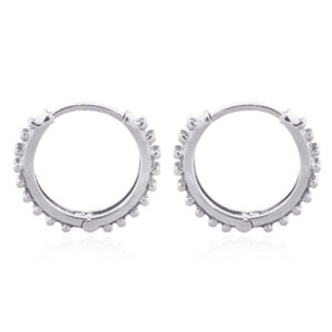 A pair of punky style beaded 925 silver huggie earrings