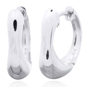 A pair of irregular shape statement sterling silver clicker hoops