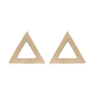 A pair of brushed silver triangle earrings gold plated