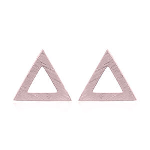 A pair of brushed silver triangle earrings rose gold plated