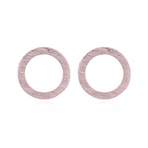 A pair of brushed silver circle earrings rose gold plated