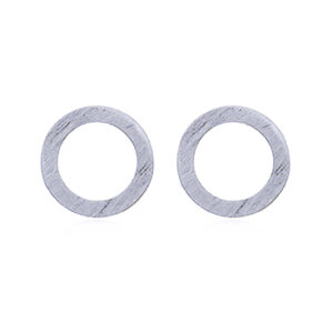 A pair of brushed 925 silver 8mm circle stud earrings