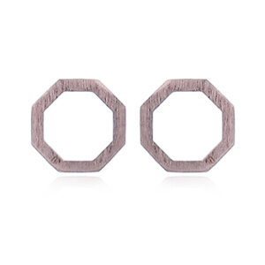 A pair of open octagon rose gold plated stud earring