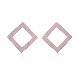 A pair of open square brushed rose gold plated stud earrings