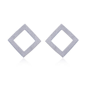 A pair of brushed 925 open square silver 925 stud earrings