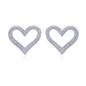 A pair of brushed 925 silver heart stud earrings
