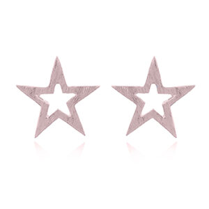 A pair of brushed silver star earrings rose gold plated