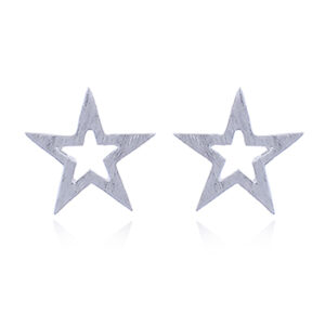 A pair of brushed 925 silver star stud earrings