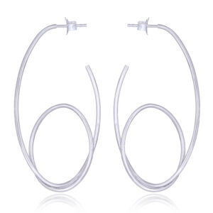 A pair of curly oval 925 sterling silver stud earrings