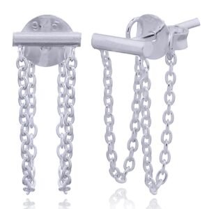 A pair of classic silver tool chains thread stud earrings