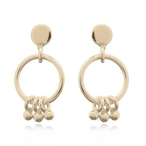 A pair of triple gold bead hooks circle stud earrings