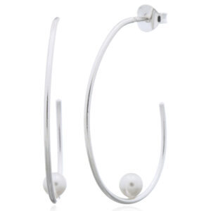 A pair of delicate centered shell pearl 925 silver wire stud earrings