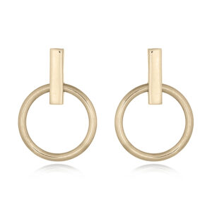 A pair of circle yellow gold plated stick stud earrings