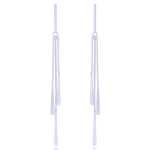 A pair of tri sticks threaded chains silver stud earrings
