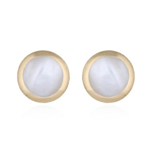 A pair of 8 mm elegant mother of pearl gold plated stud earrings