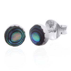 A pair of 925 sterling silver tiny abalone shell stud earrings