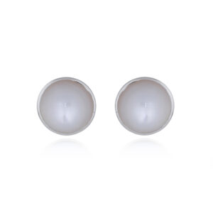 A pair of mother of pearl in circle stud earrings