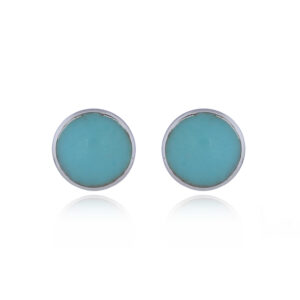 A pair of turquoise in silver rounded stud earrings