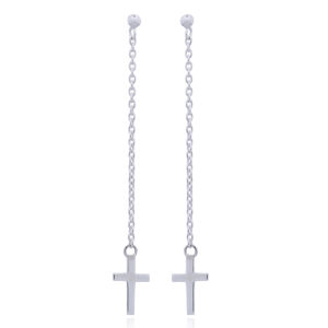 A pair of chain and cross sterling silver stud earrings