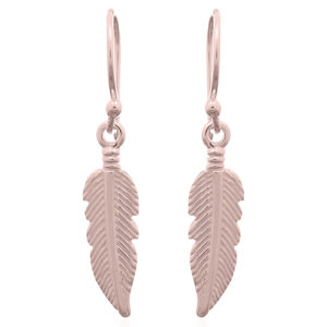 A pair of rose gold plated 925 silver feather earrings